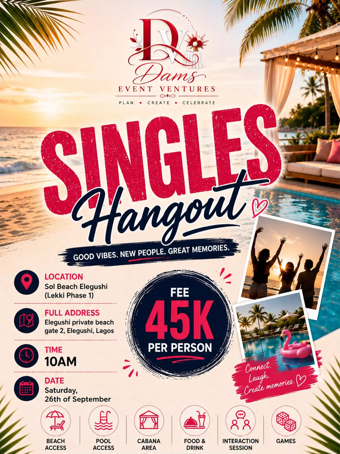 SINGLES HANGOUT BY DAMS EVENT VENTURES