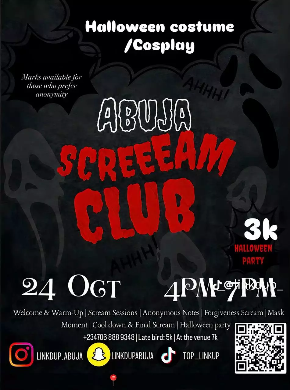 ABUJA SCREAM CLUB — HALLOWEEN COSTUME/COSPLAY EVENT