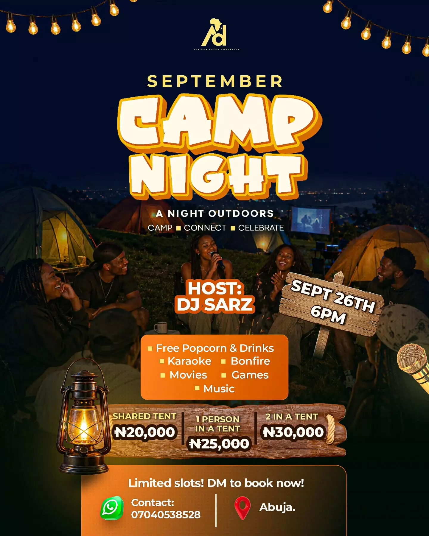 SEPTEMBER CAMP NIGHT — AFRICAN DREAM COMMUNITY