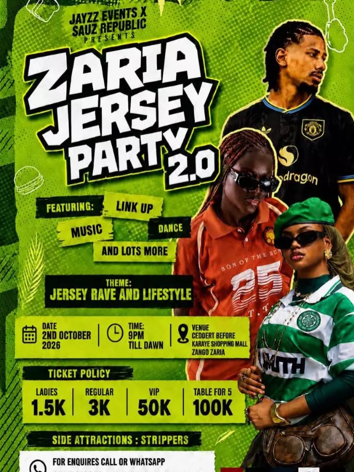 ZARIA JERSEY PARTY 2.0 — JAZZ EVENTS X & SAUZ REPUBLIC