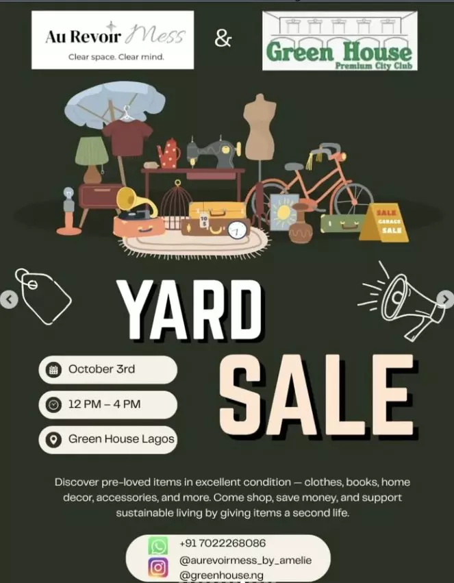 AU REVOIR MESS & GREEN HOUSE YARD SALE