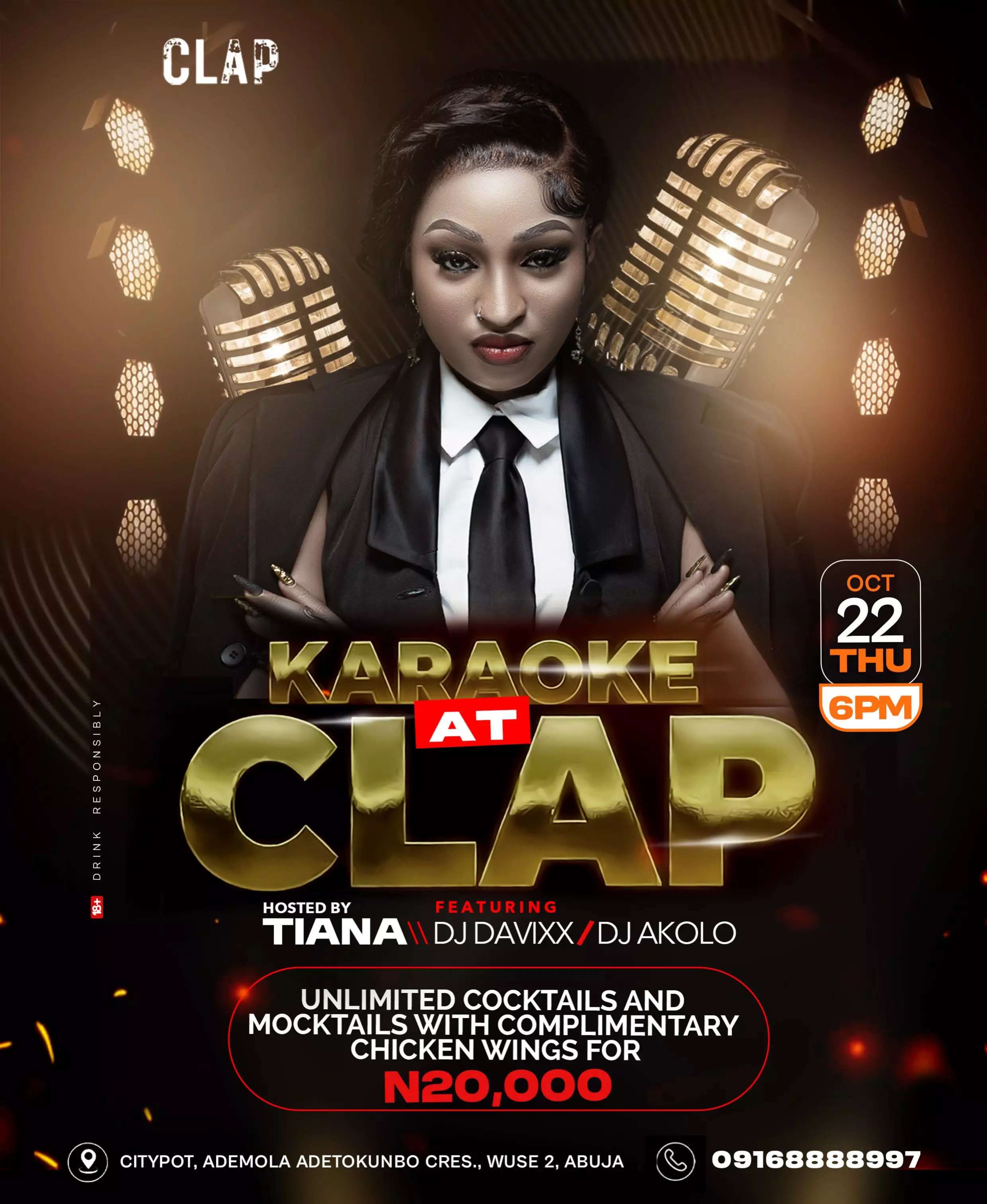 KARAOKE AT CLAP LOUNGE – HOSTED BY TIANA | ABUJA