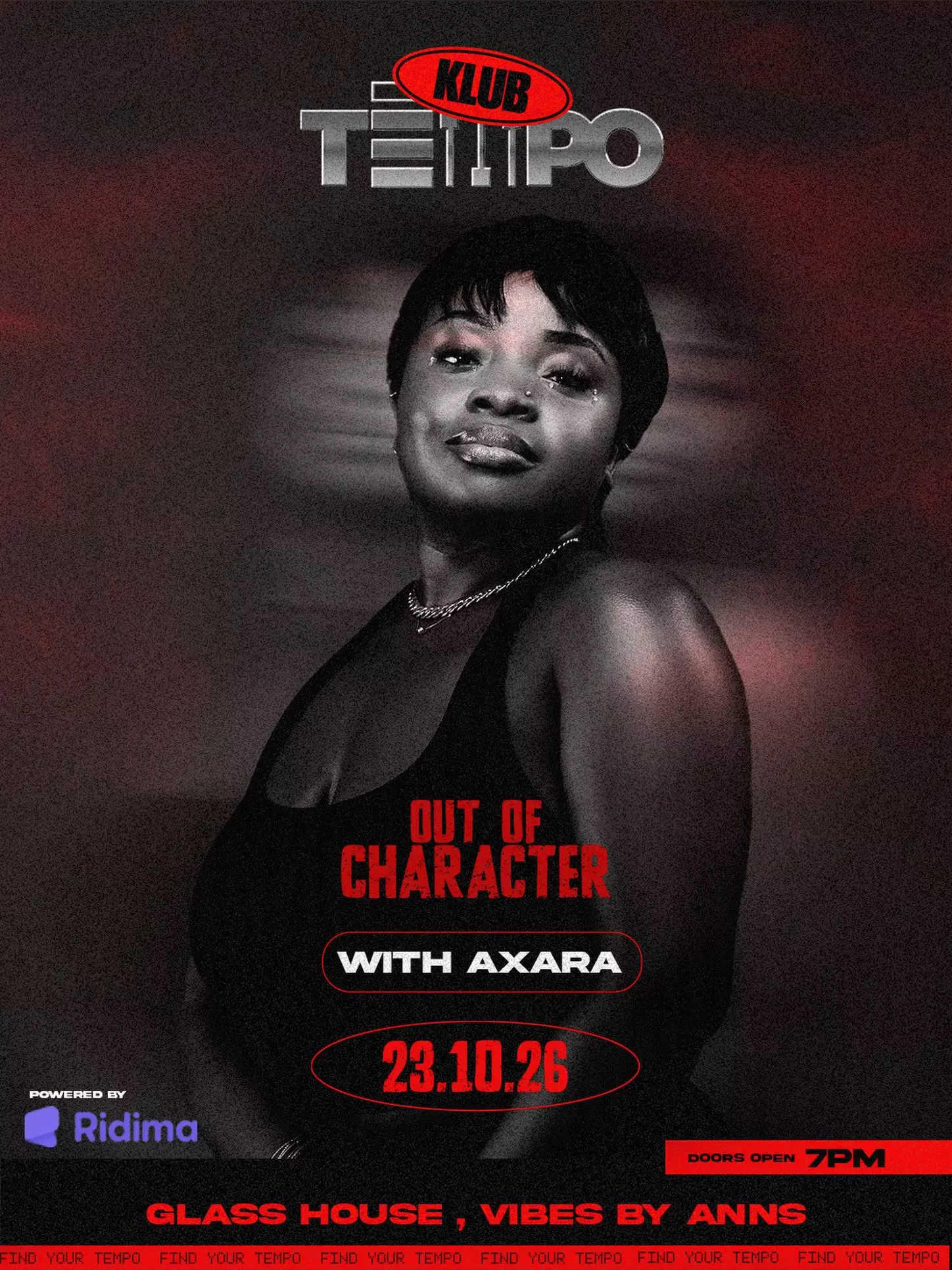 KLUB TEMPO : OUT OF CHARACTER WITH AXARA