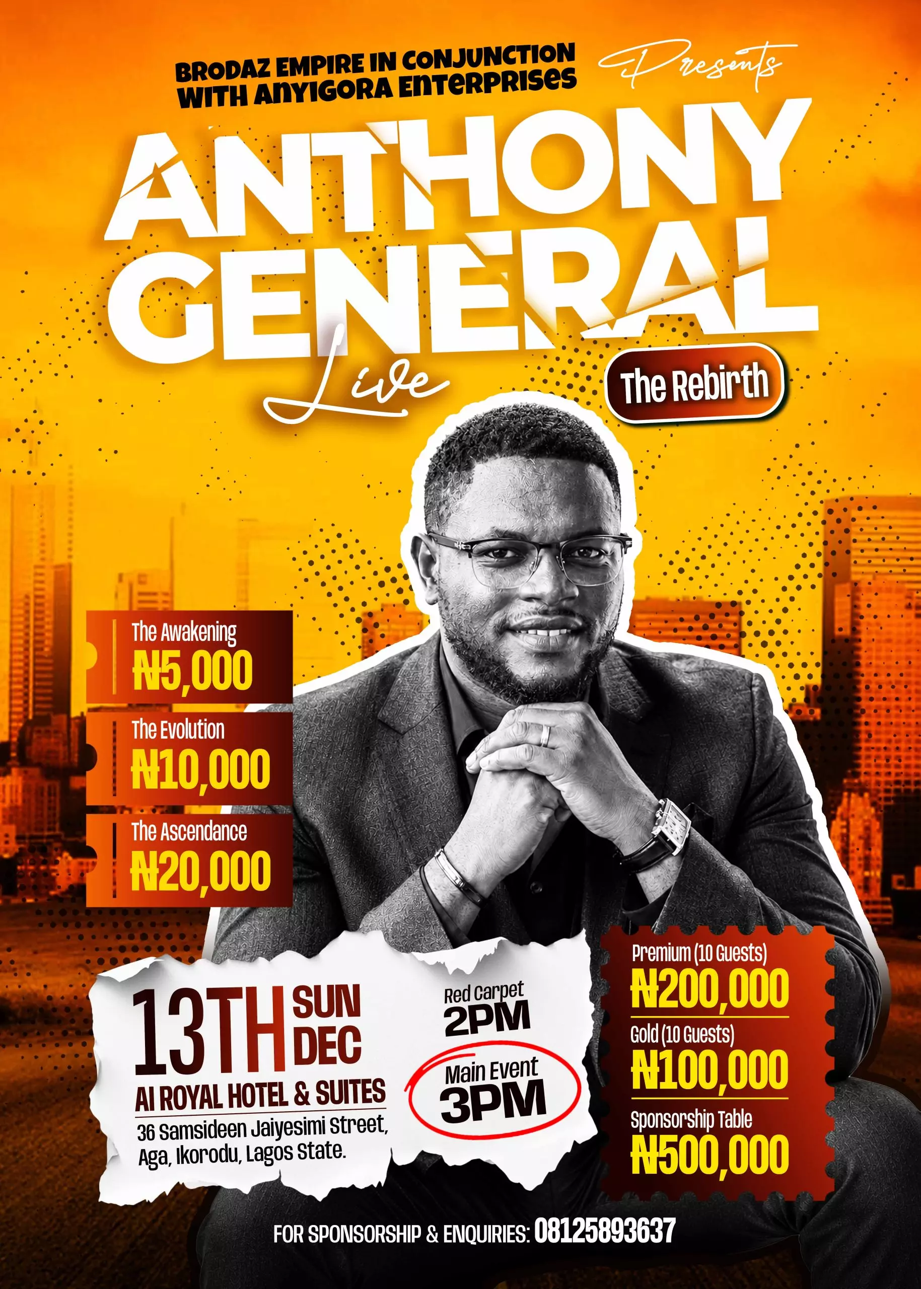ANTHONY GENERAL LIVE – THE REBIRTH