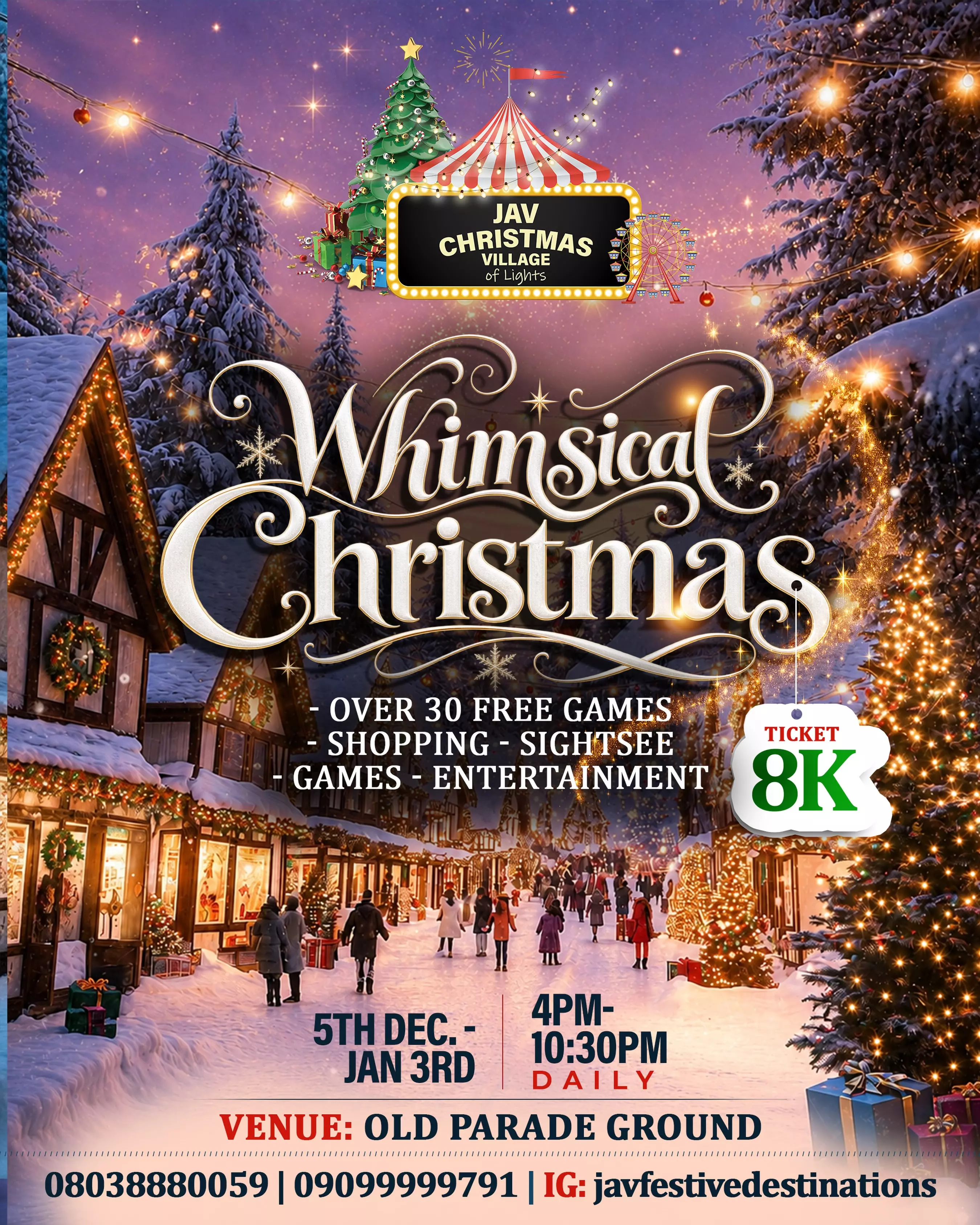 JAV CHRISTMAS VILLAGE OF LIGHTS: WHIMSICAL CHRISTMAS